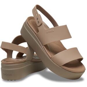 Crocs Brooklyn wedge sandal.  Worn one time inside.  Fit is not good for me.